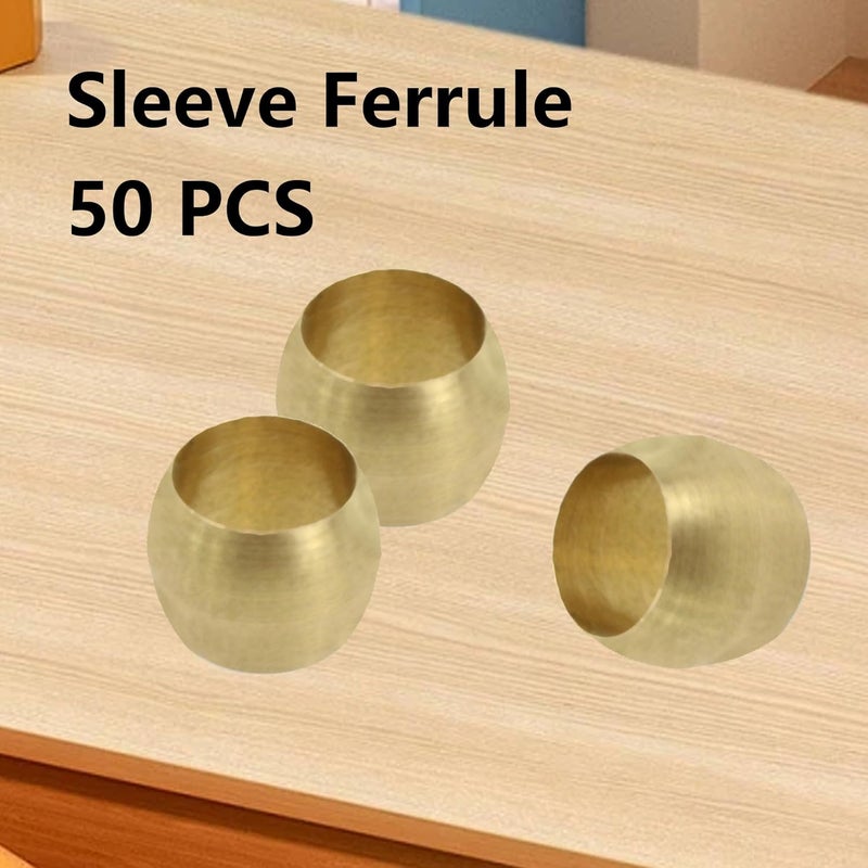 PDETVEO 50PCS 3/16 Inch Brass Compression Sleeve Ferrules, Compression Ferrules Tube Fitting for Air, Fuel, Water, Oil Pipe - Image 2